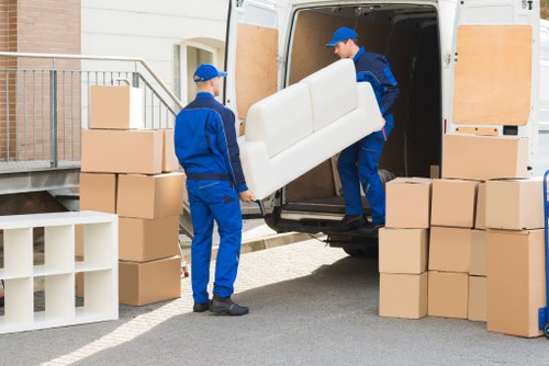 Removal van ready for collection and delivery at a Maryland property