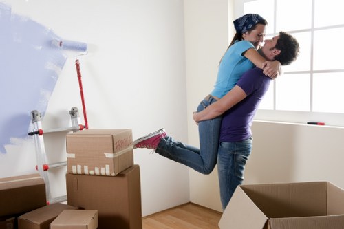 Packed moving boxes and furniture for a local Maryland relocation