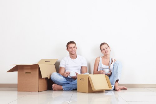 Boxes and furniture prepared for a local removals service in Maryland